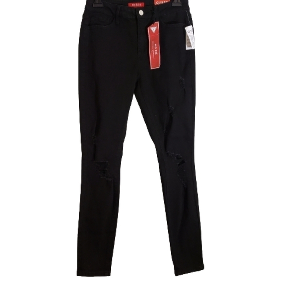 Guess Xiomara Mr Destroy Skinny Black Destroyed wash size 28 - Picture 1 of 16